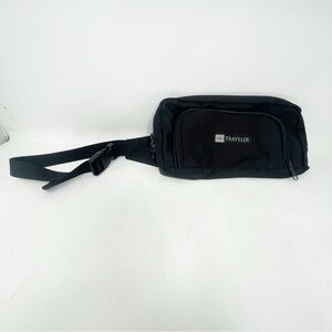 LL BEAN Unisex Black TRAVELER Travel Bag Waist Pack Crossbody 11” X 6” X 1”